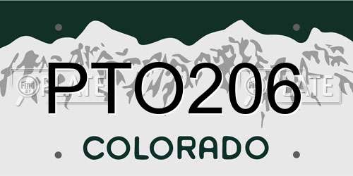 PTO206 Colorado License Plate