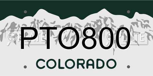 PTO800 Colorado License Plate