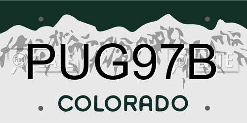 PUG97B Colorado License Plate