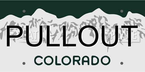 PULLOUT Colorado License Plate