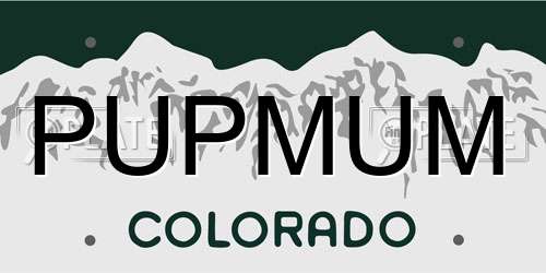 PUPMUM Colorado License Plate