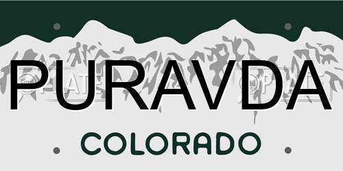 PURAVDA Colorado License Plate
