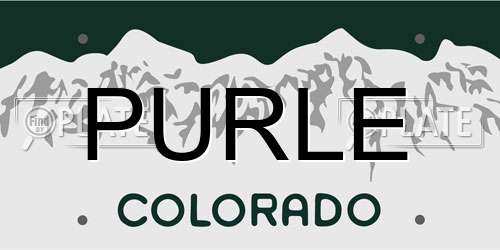 PURLE Colorado License Plate