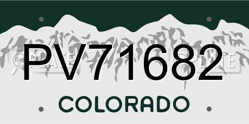 PV71682 Colorado License Plate