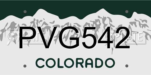 PVG542 Colorado License Plate
