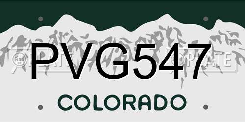 PVG547 Colorado License Plate