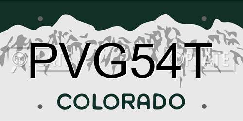 PVG54T Colorado License Plate