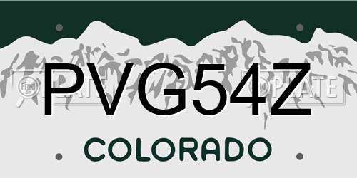 PVG54Z Colorado License Plate