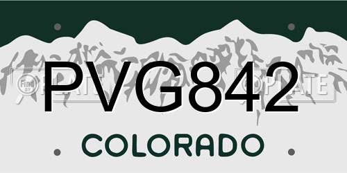 PVG842 Colorado License Plate