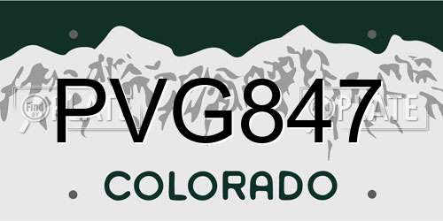 PVG847 Colorado License Plate
