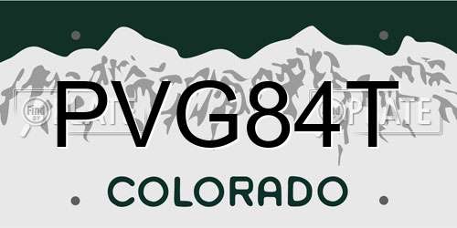 PVG84T Colorado License Plate