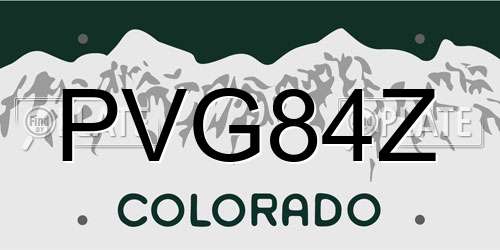 PVG84Z Colorado License Plate