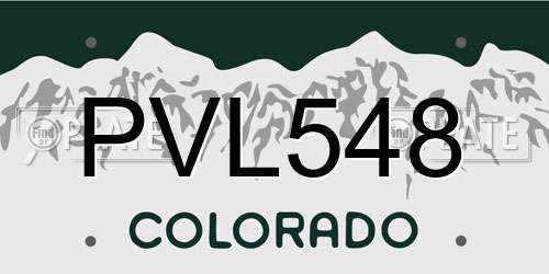 PVL548 Colorado License Plate