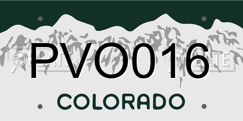 PVO016 Colorado License Plate