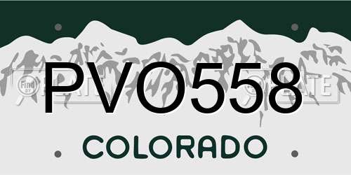 PVO558 Colorado License Plate