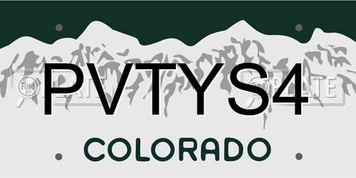 PVTYS4 Colorado License Plate