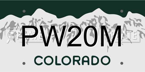 PW20M Colorado License Plate