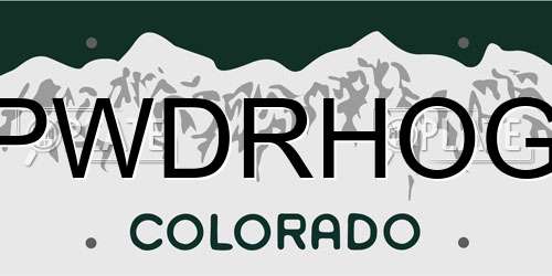 PWDRHOG Colorado License Plate