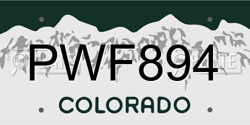 PWF894 Colorado License Plate