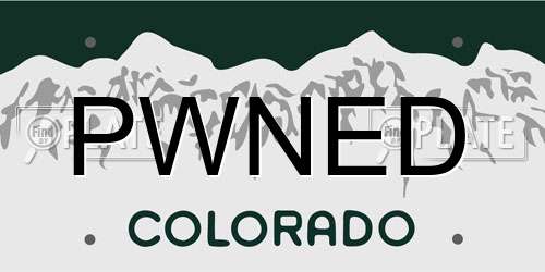 PWNED Colorado License Plate