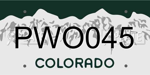 PWO045 Colorado License Plate