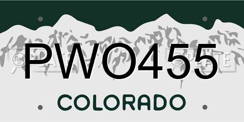 PWO455 Colorado License Plate