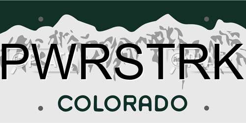 PWRSTRK Colorado License Plate