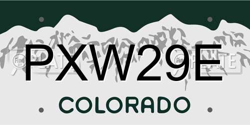 PXW29E Colorado License Plate