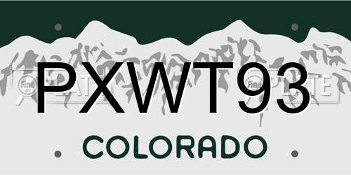 PXWT93 Colorado License Plate