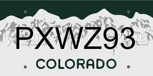 PXWZ93 Colorado License Plate
