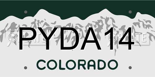 PYDA14 Colorado License Plate
