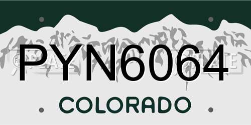 PYN6064 Colorado License Plate