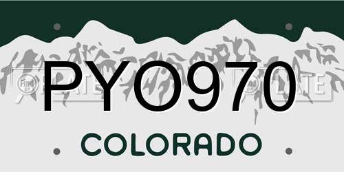 PYO970 Colorado License Plate