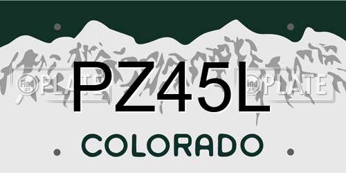PZ45L Colorado License Plate