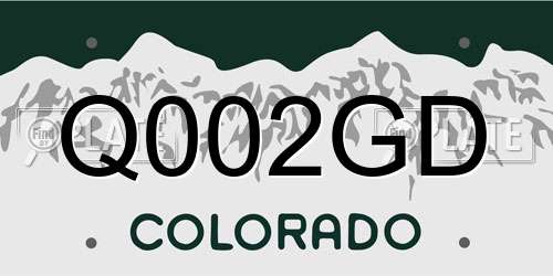 Q002GD Colorado License Plate