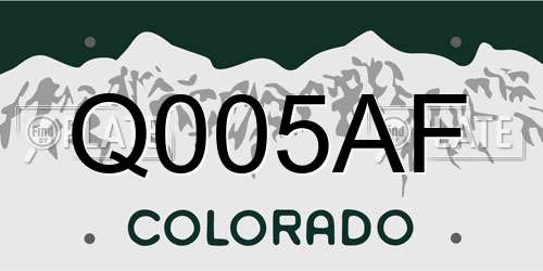 Q005AF Colorado License Plate