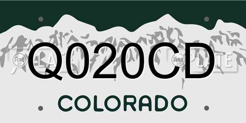 Q020CD Colorado License Plate
