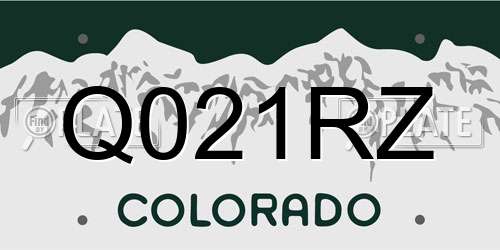 Q021RZ Colorado License Plate