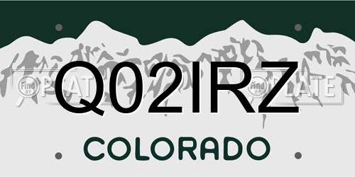 Q02IRZ Colorado License Plate