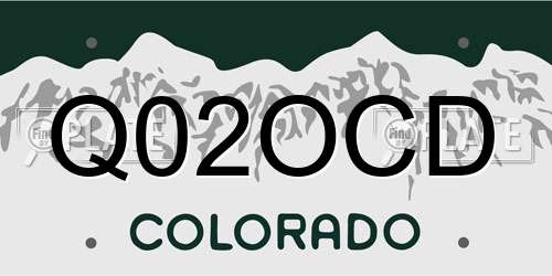 Q02OCD Colorado License Plate