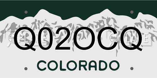 Q02OCQ Colorado License Plate