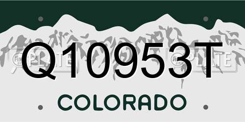 Q10953T Colorado License Plate