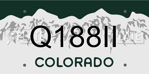 Q188II Colorado License Plate