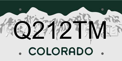 Q212TM Colorado License Plate