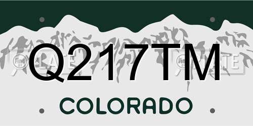 Q217TM Colorado License Plate