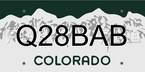 Q28BAB Colorado License Plate