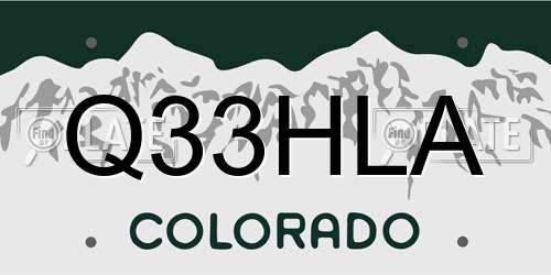 Q33HLA Colorado License Plate