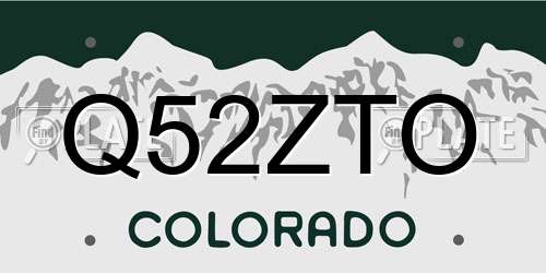 Q52ZTO Colorado License Plate