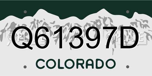 Q61397D Colorado License Plate