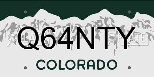 Q64NTY Colorado License Plate